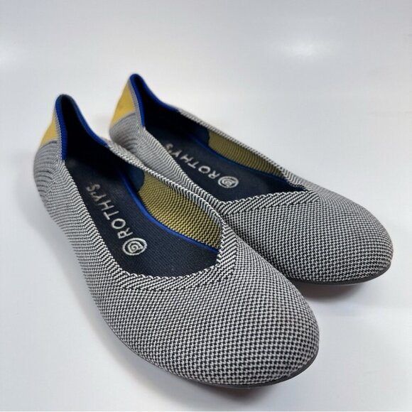 Rothy's Womens 9 Shale Ribbon Stripe Round Toe Flats - Picture 4 of 14